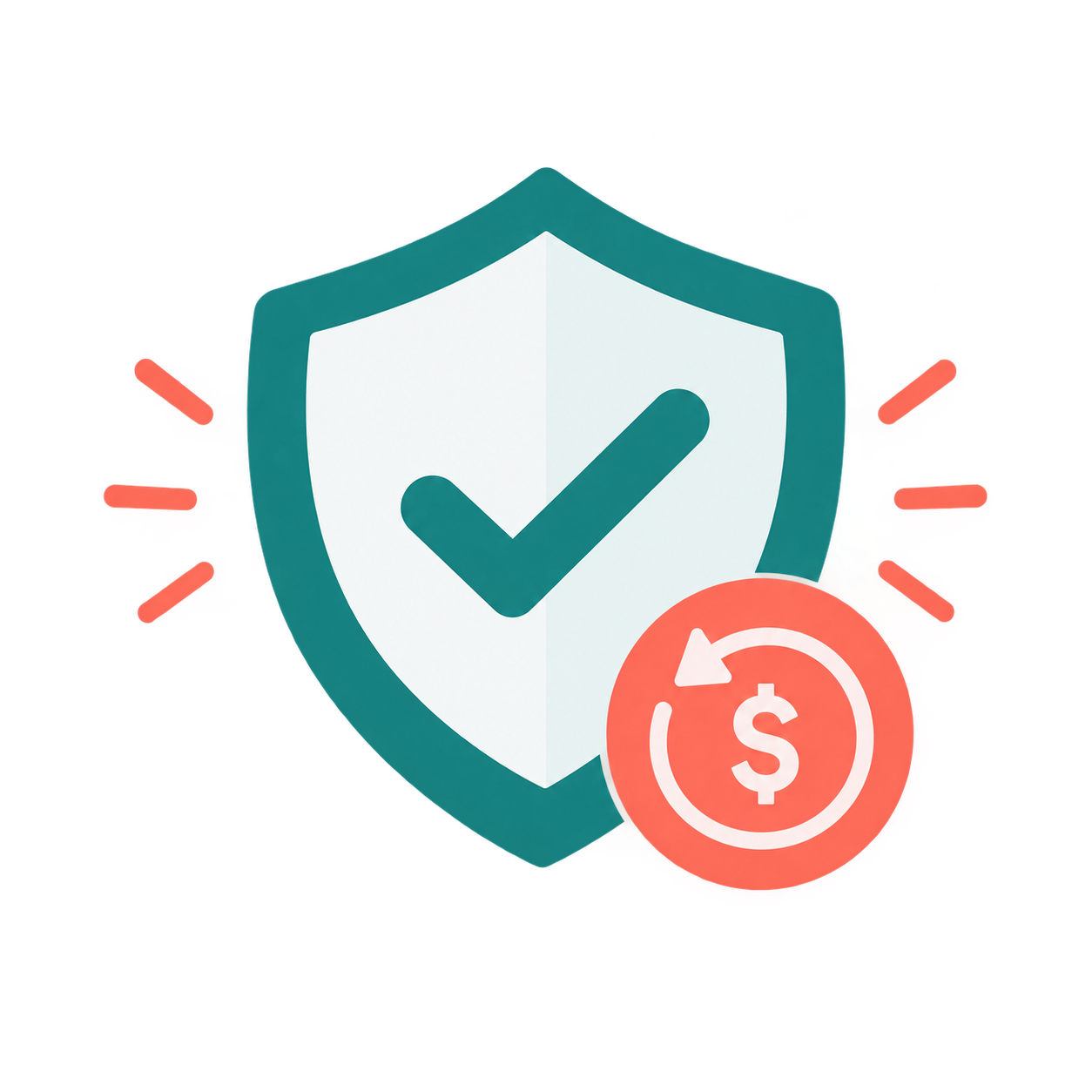 100% money-back guarantee shield icon